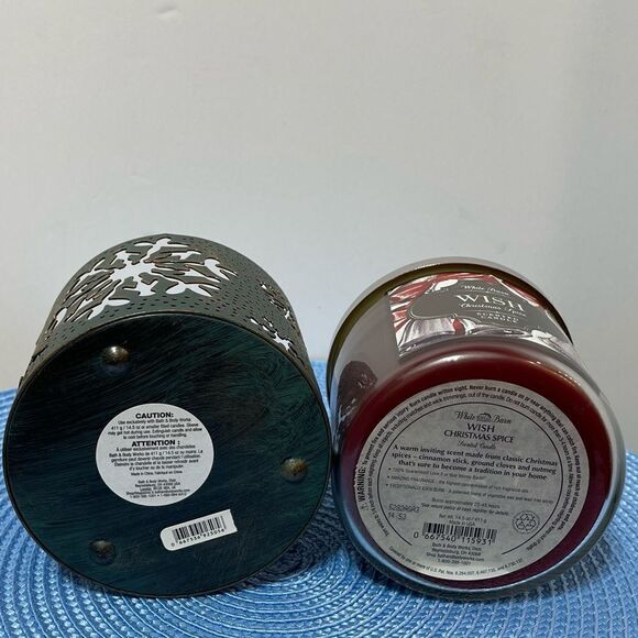 White Barn Wish Christmas Spice 3 Wick Candle with holder NWT - Picture 4 of 6